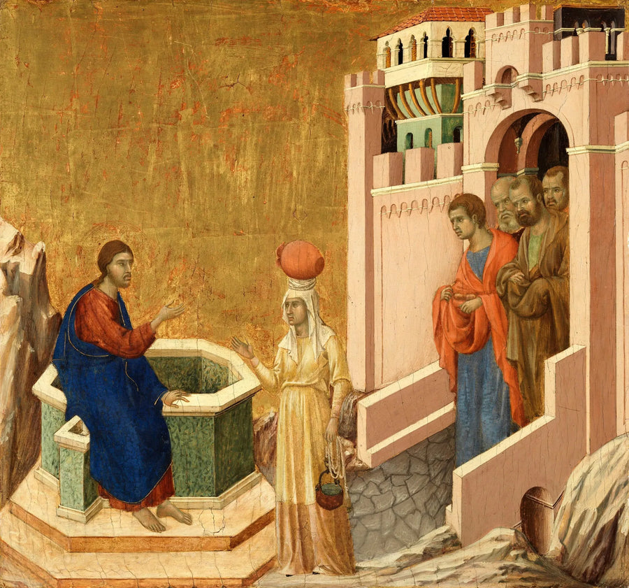Kristus og den samaritanske kvinne - Duccio di Buoninsegna