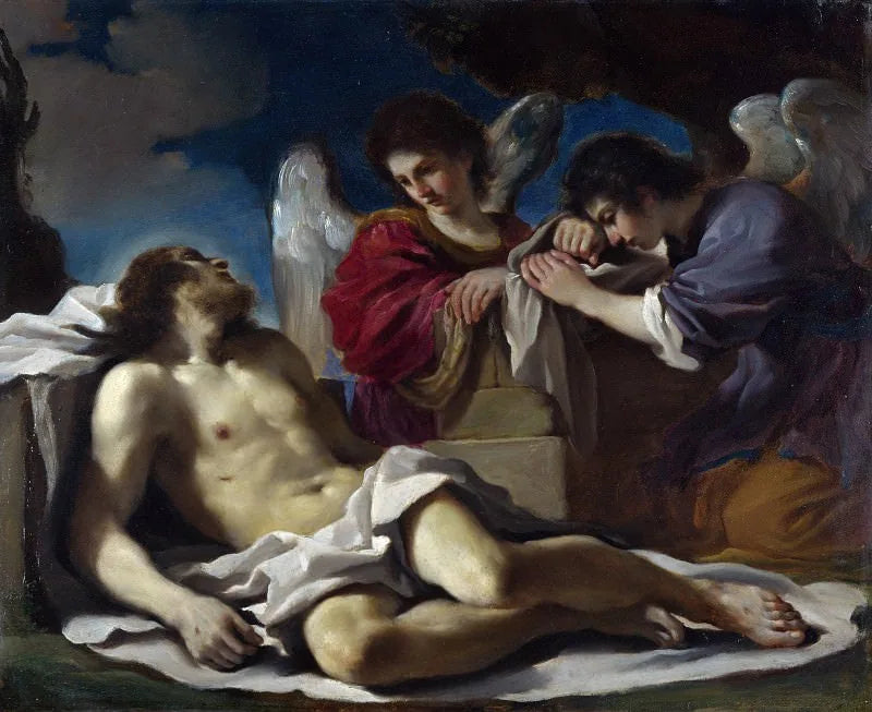 Den døde Kristus grått av to engler - Guercino