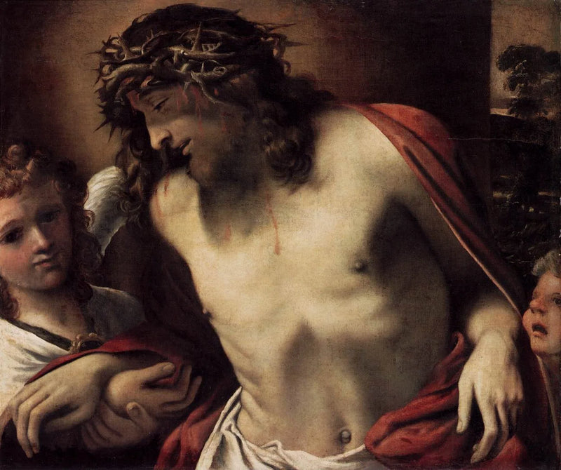 Kristus med tornekronen, støttet av engler - Annibale Carracci