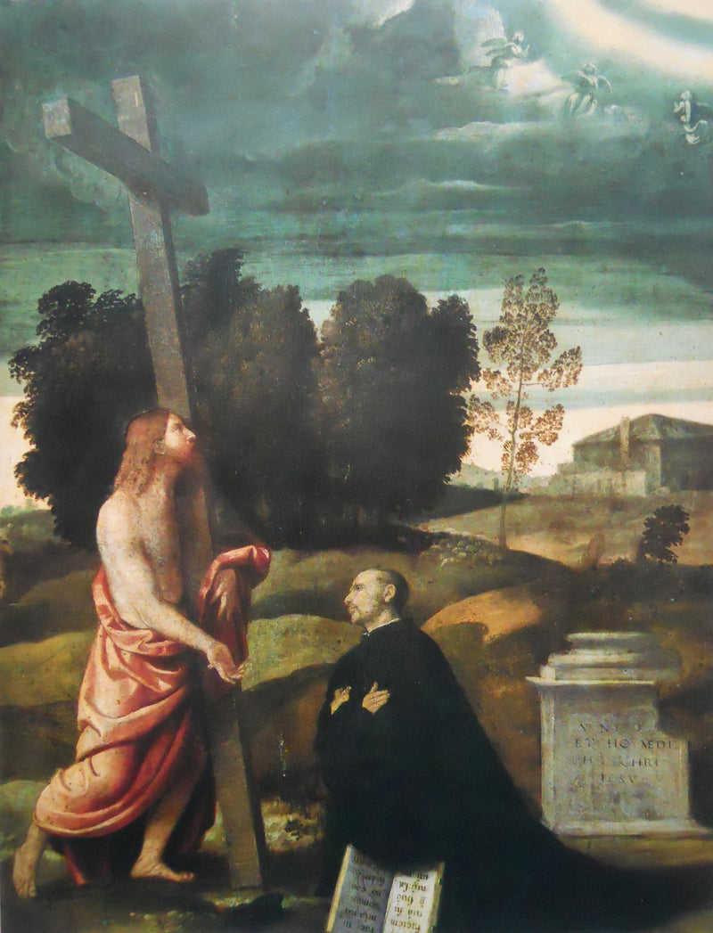 Kristus som bærer korset foran en knelende figur - Alessandro Bonvicino