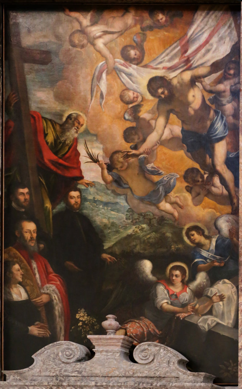Den oppstandne Kristus med Saint Andreas og donorerne - Jacopo Tintoretto