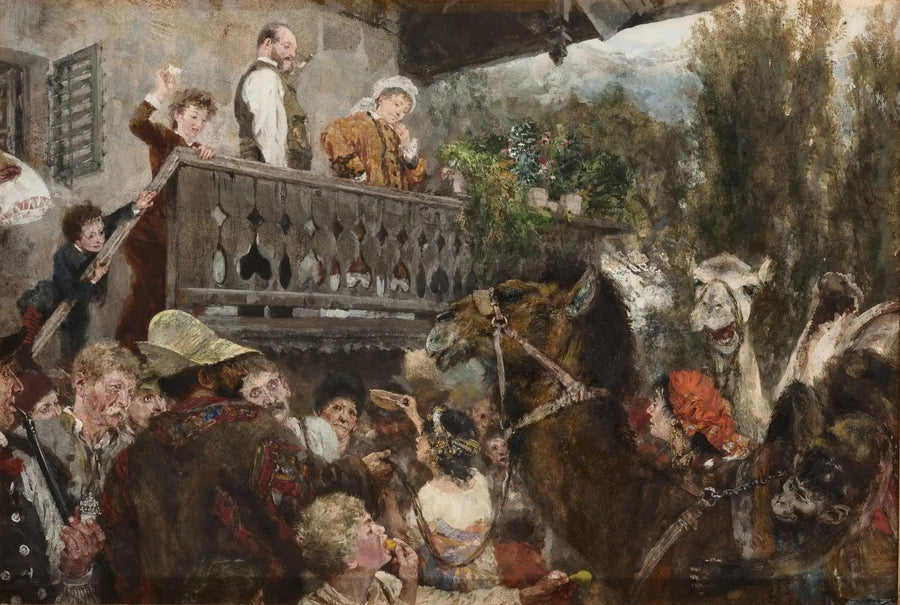 Den vandrende sirkus (De kamelryttere i Partenkirchen) - Adolph von Menzel
