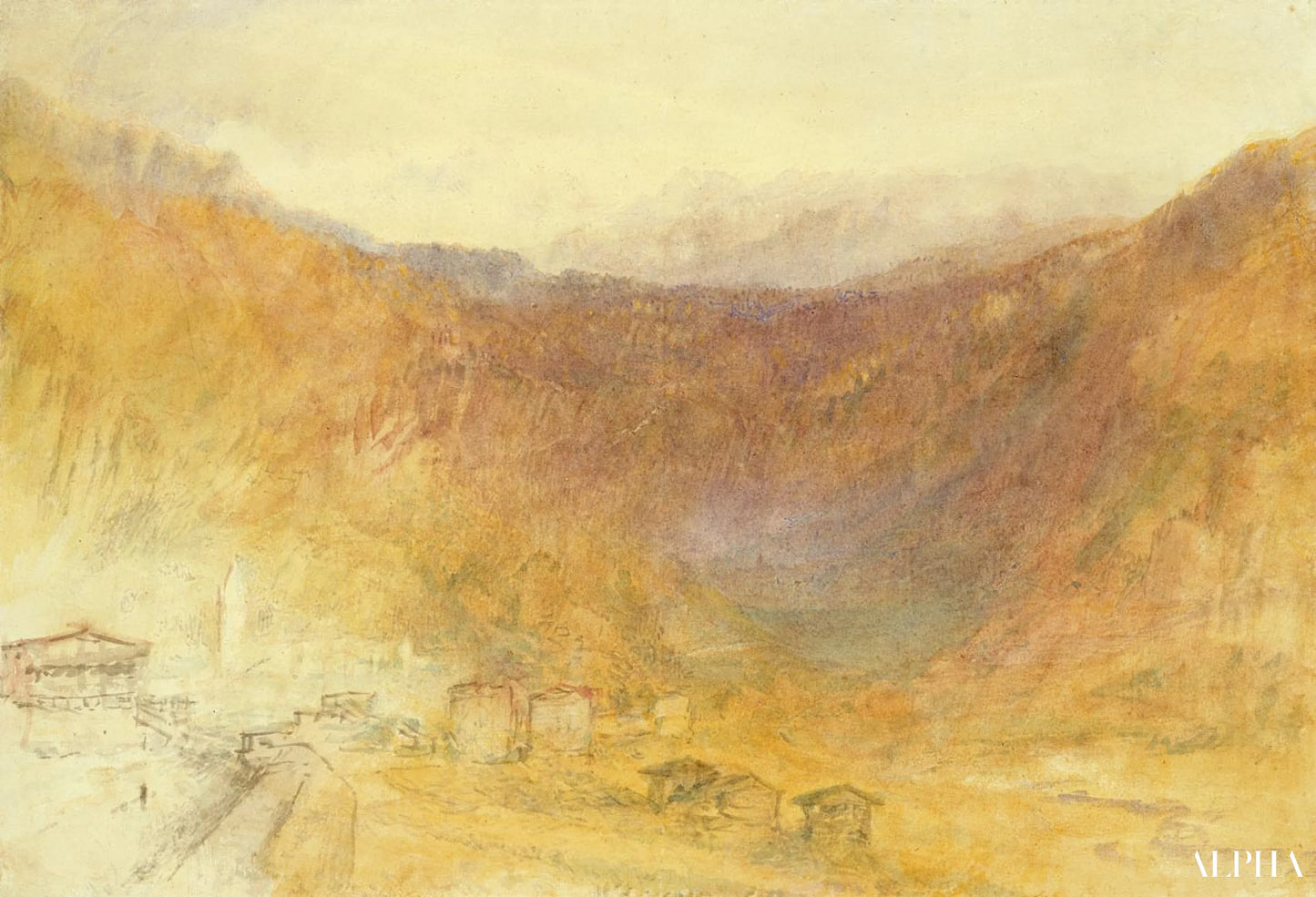 Brunig-passet fra Meiringen - William Turner - Høykvalitets reproduksjoner av malerier og bilder