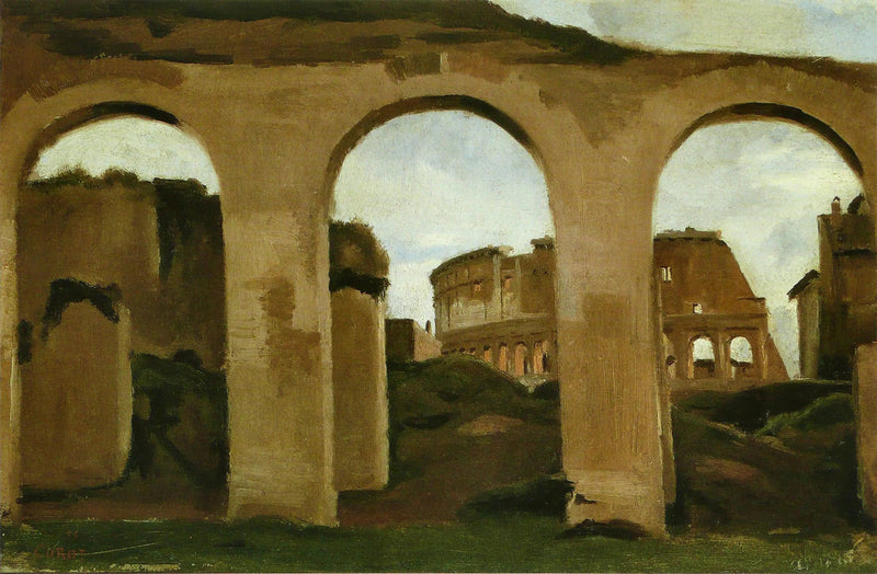 Colosseum, sett gjennom buene i Basilikaen til Konstantin - Jean-Baptiste Camille Corot