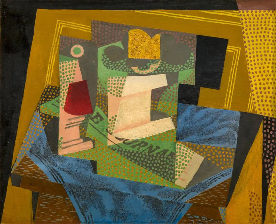 Fruktskålen på den blå teppet - Juan Gris