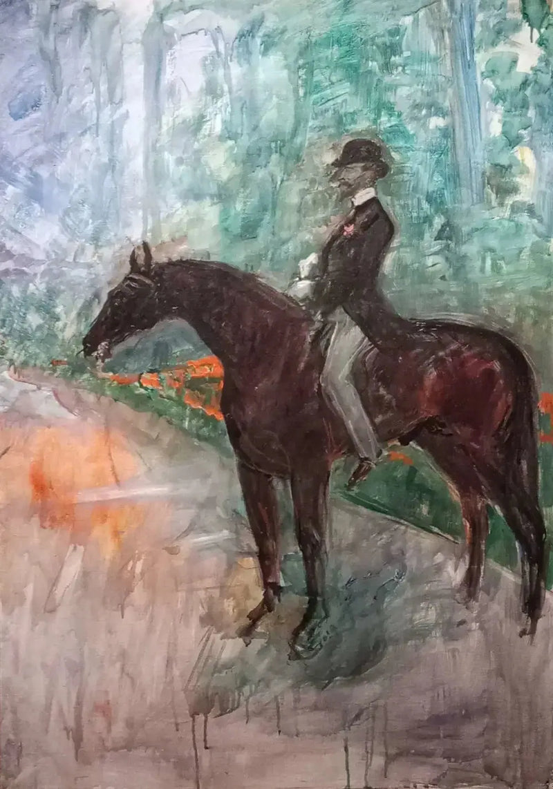Greven av Toulouse-Lautrec til hest - Henri de Toulouse-Lautrec