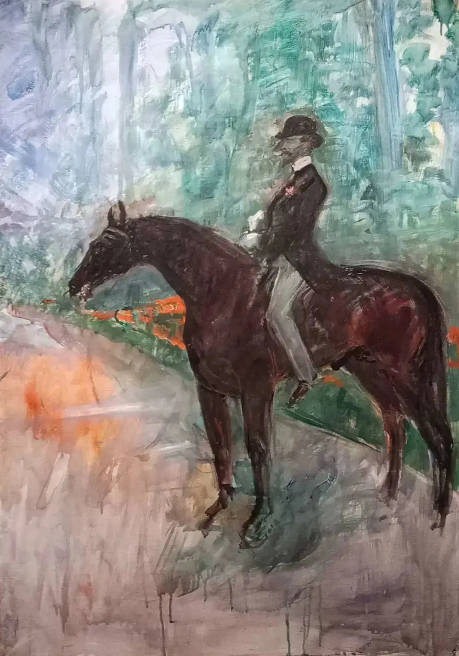 Greven av Toulouse-Lautrec til hest - Henri de Toulouse-Lautrec