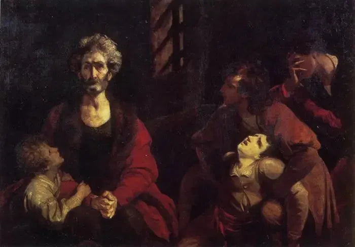 Greven Ugolin og hans barn i fangehullet - Joshua Reynolds