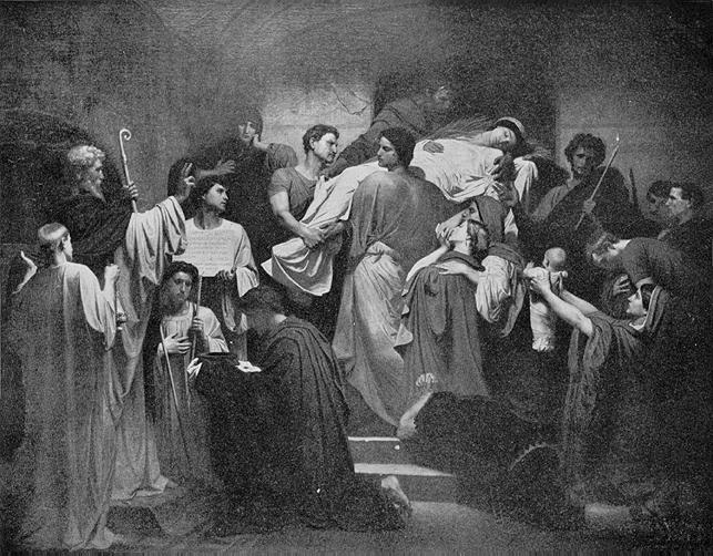 Le Corps de sainte Cécile apporté dans les catacombes de Rome de William-Adolphe Bouguereau