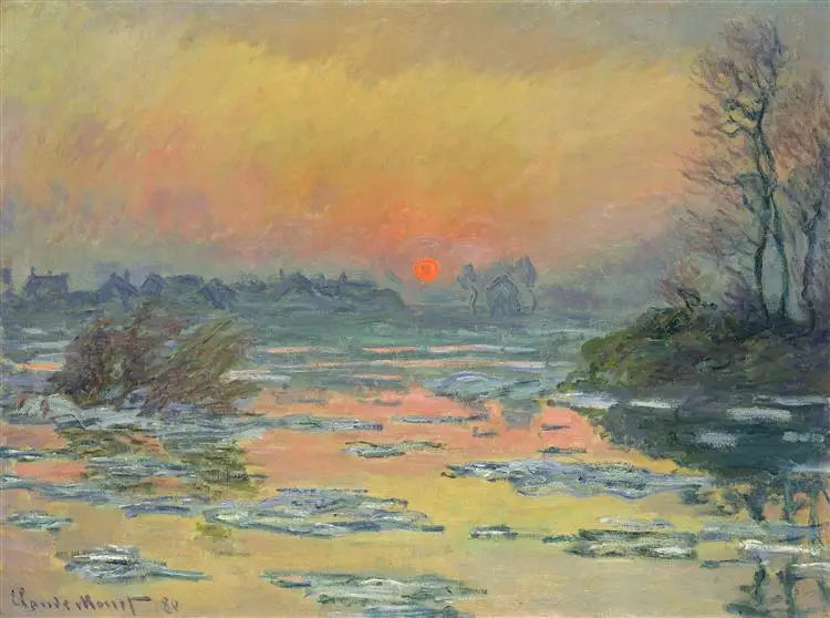 Solnedgangen over Seinen om vinteren - Claude Monet