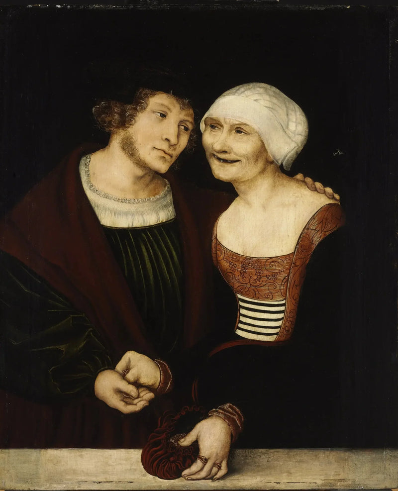 Det dårlig matchede paret: Ung mann og gammel kvinne - Lucas Cranach den eldre