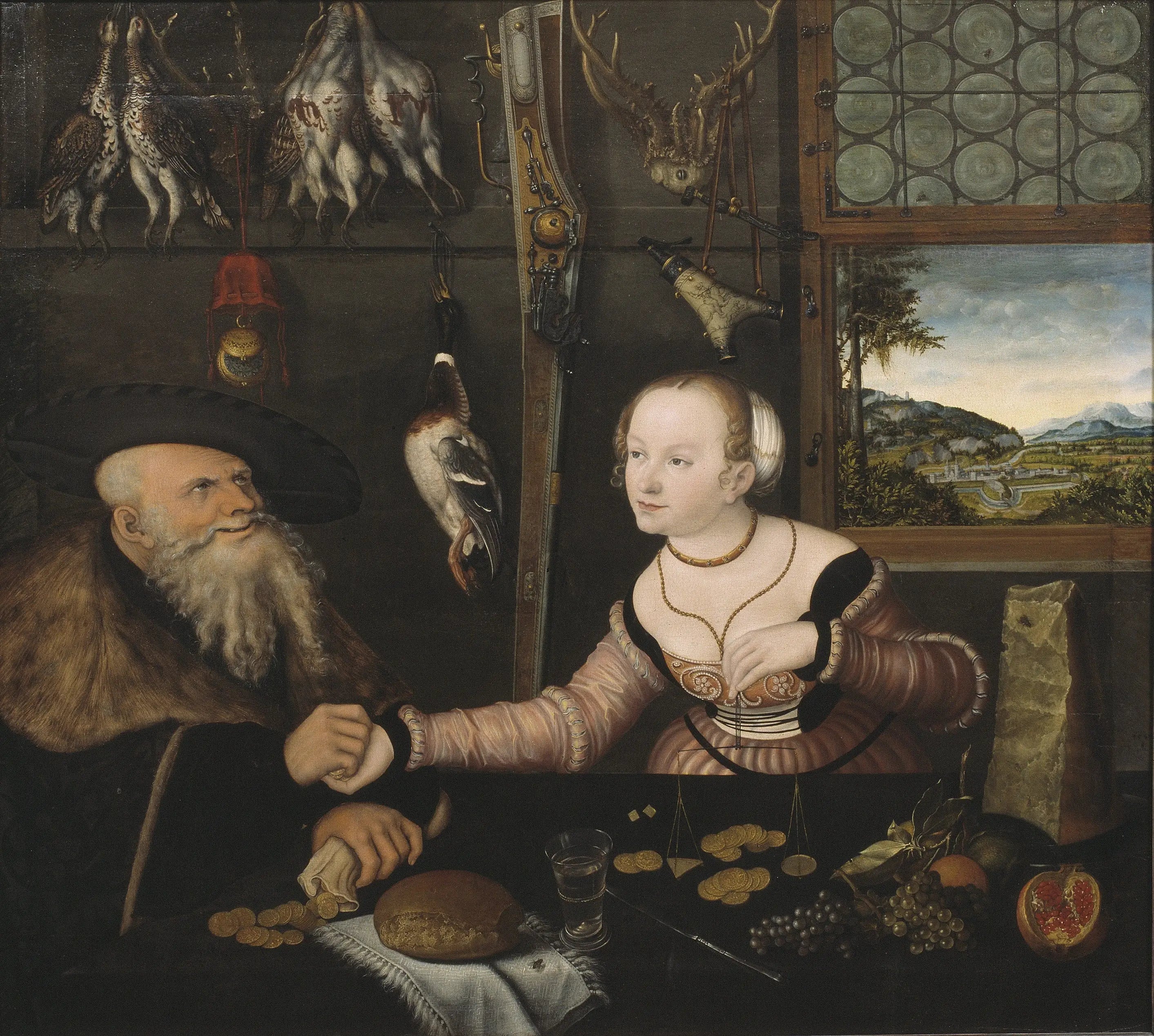 Le couple mal assorti - Lucas Cranach the Elder image 1 copie de tableau peinte à la main