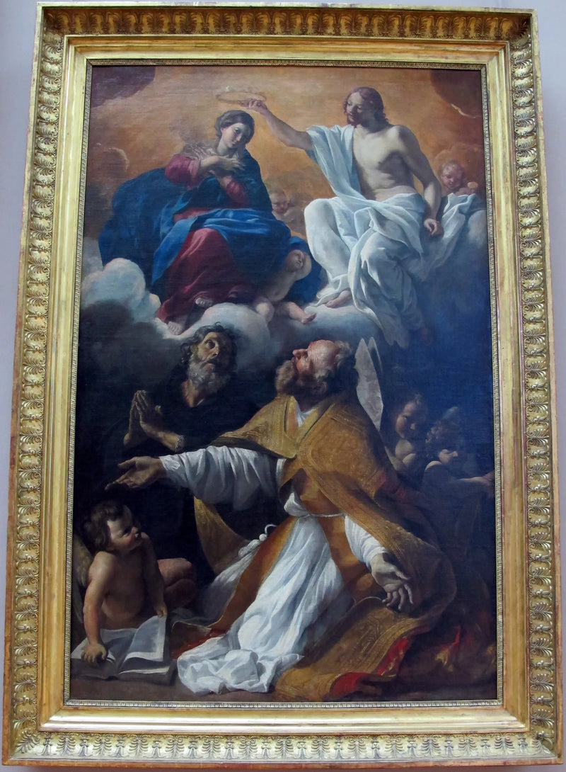 Jomfru Marias krone med Saint Augustin og Saint Guillaume av Aquitaine - Giovanni Lanfranco