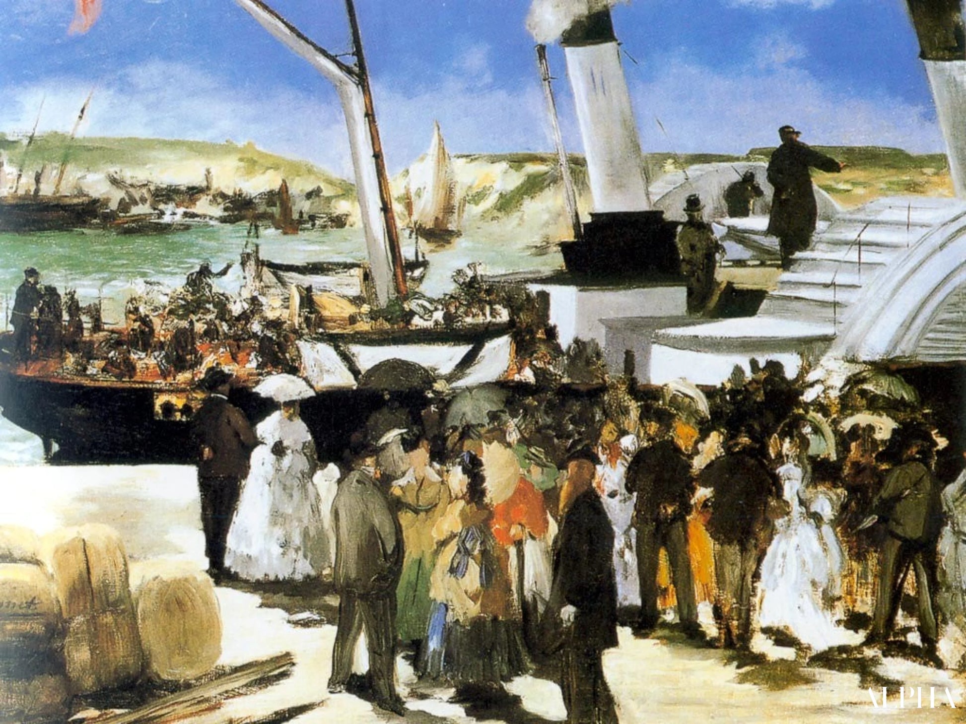 Avgangen til dampbåten fra Folkestone - Edouard Manet - Høykvalitets reproduksjoner av malerier og bilder