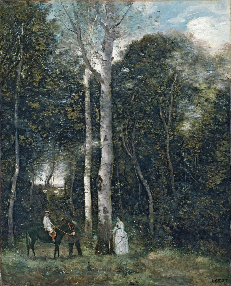 Avreise til løvepromenaden, i Port-Marly - Jean-Baptiste Camille Corot