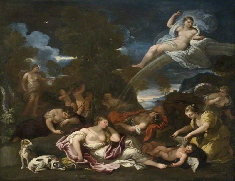 Avvæpningen av Cupido, en allegori om jomfruelighet - Luca Giordano