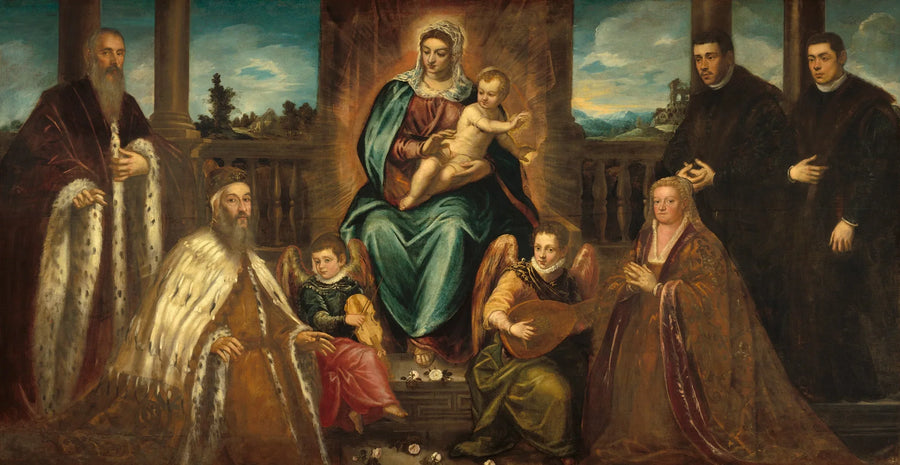 Dogen Alvise Mocenigo og hans familie foran Jomfruen med barnet - Jacopo Tintoretto