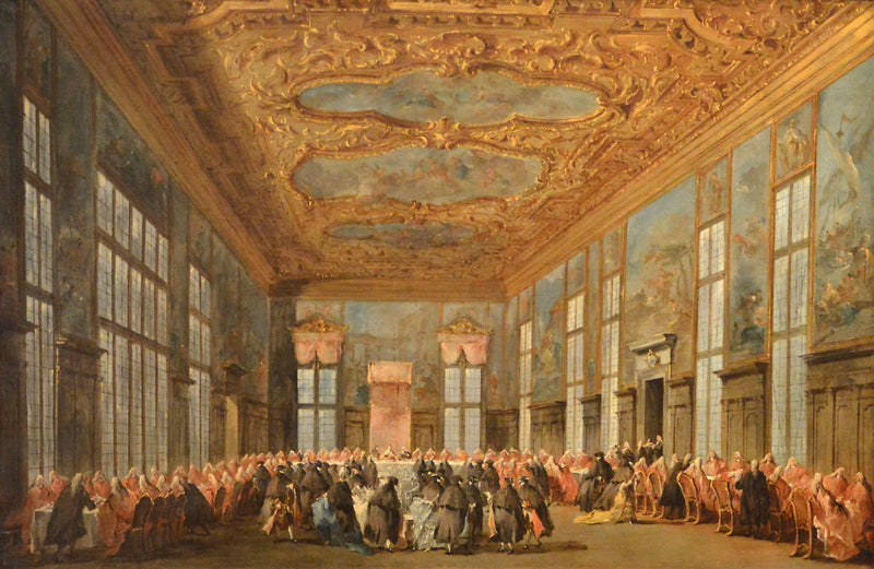 Venetias doge tilbyr lunsj til ambassadørene - Francesco Guardi