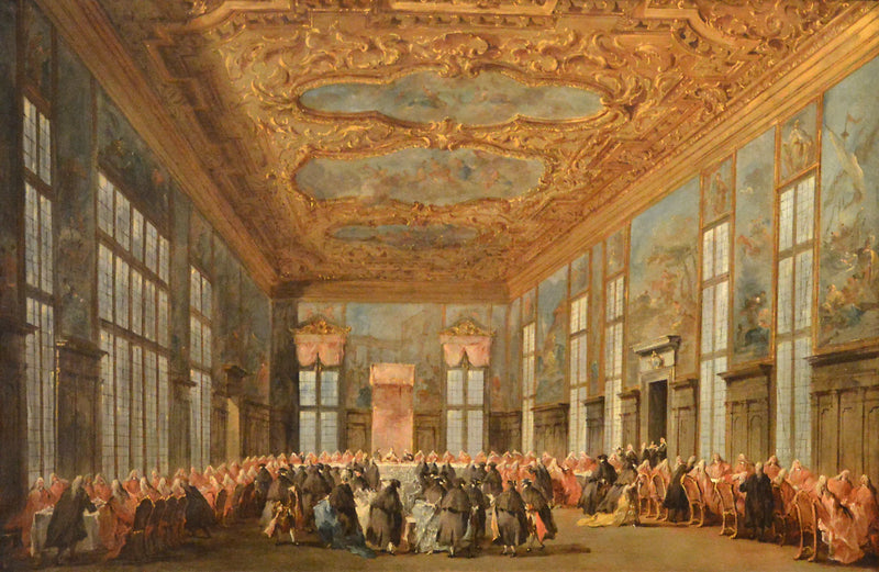 Venetias doge tilbyr lunsj til ambassadørene - Francesco Guardi