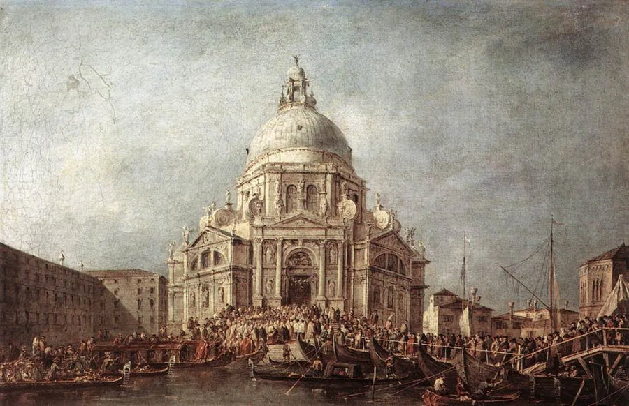 Dogen av Venezia overgir seg til Salute, den 21. november, på minnesdagen for slutten av pestepidemien i 1630 - Francesco Guardi