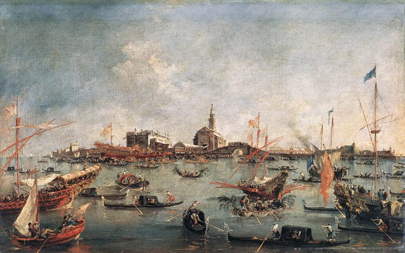 Doge av Venezia på Bucentaure ved San Nicolò di Lido, på Kristi Himmelfartsdag - Francesco Guardi