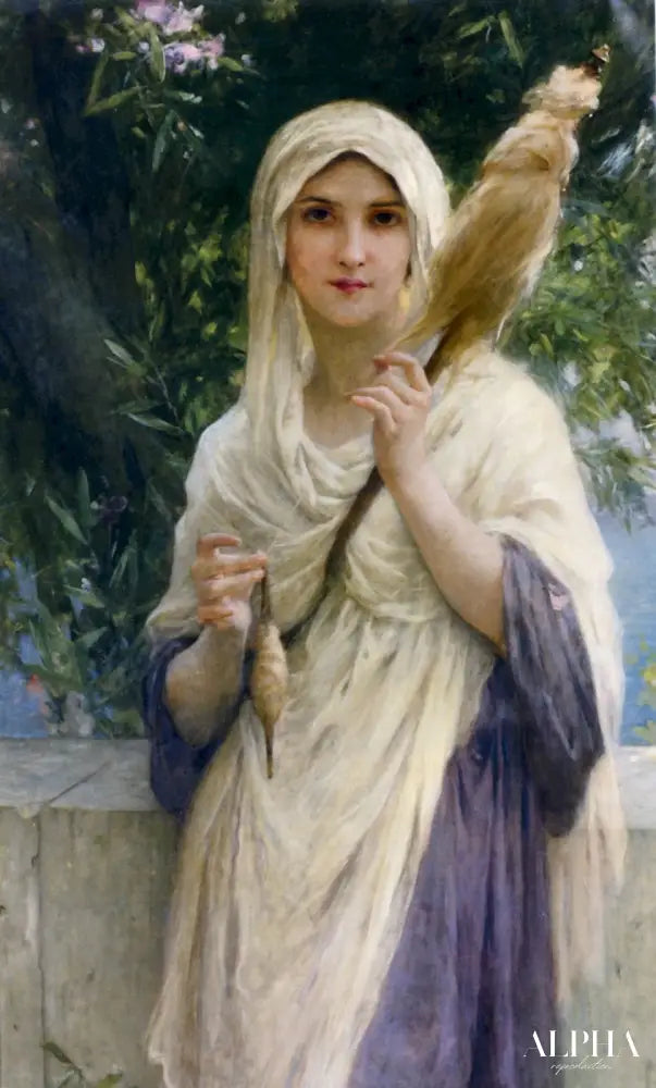 Le fileur au bord de la mer - Charles-Amable Lenoir - Reproductions de tableaux et peintures haut de gamme