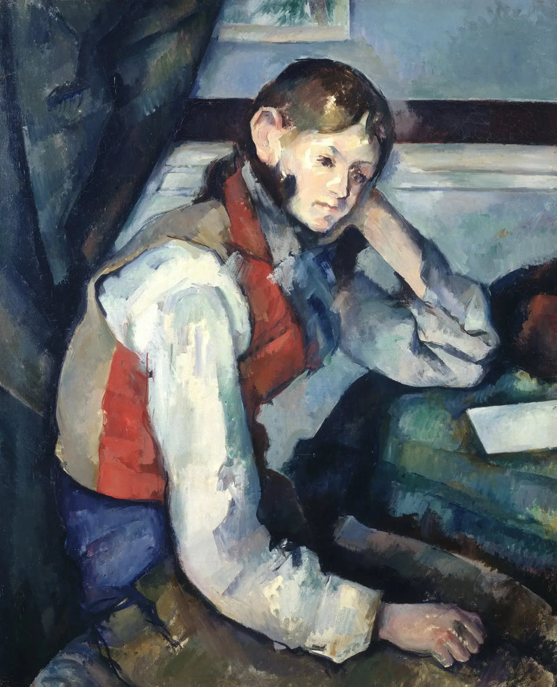 Gutten med rød vest - Paul Cézanne