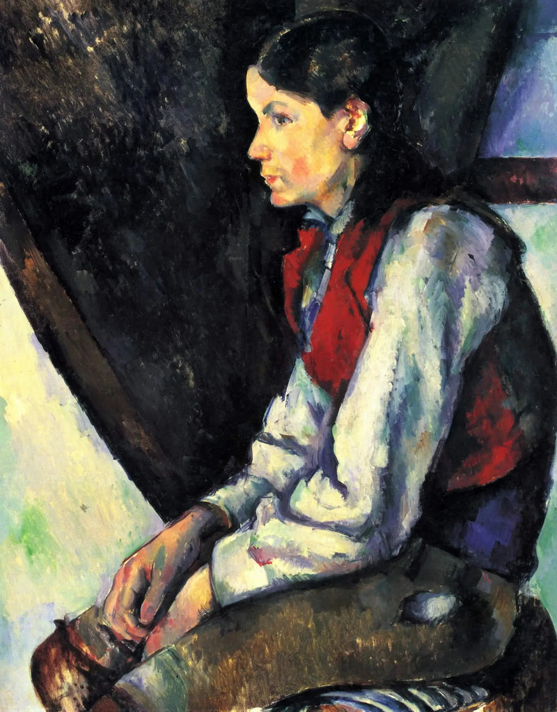 Gutten med rød vest - Paul Cézanne