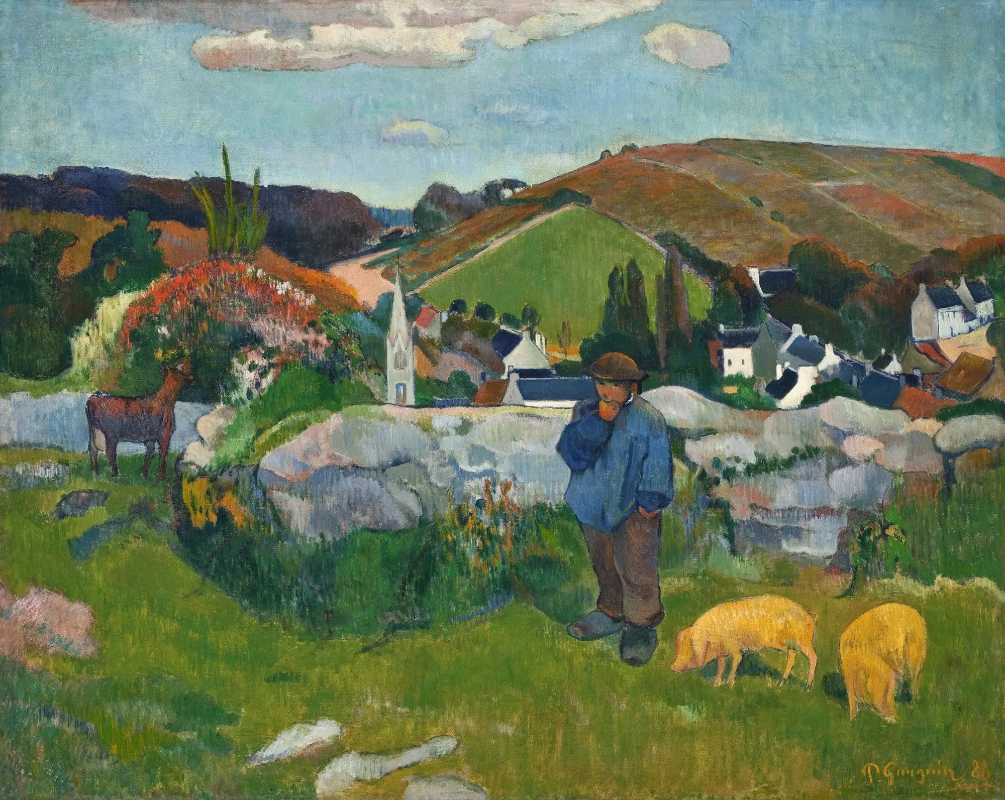 Reproduction du tableau « Le Gardien de porcs, Bretagne - Paul Gauguin » par Alpha Reproduction en peinture à l’huile
