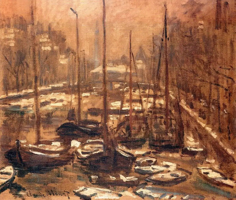 Geldersekade i Amsterdam, vinteren - Claude Monet