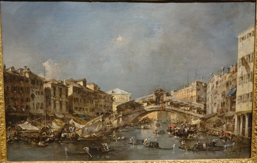 Den store kanalen med Rialto-broen sett fra sør - Francesco Guardi