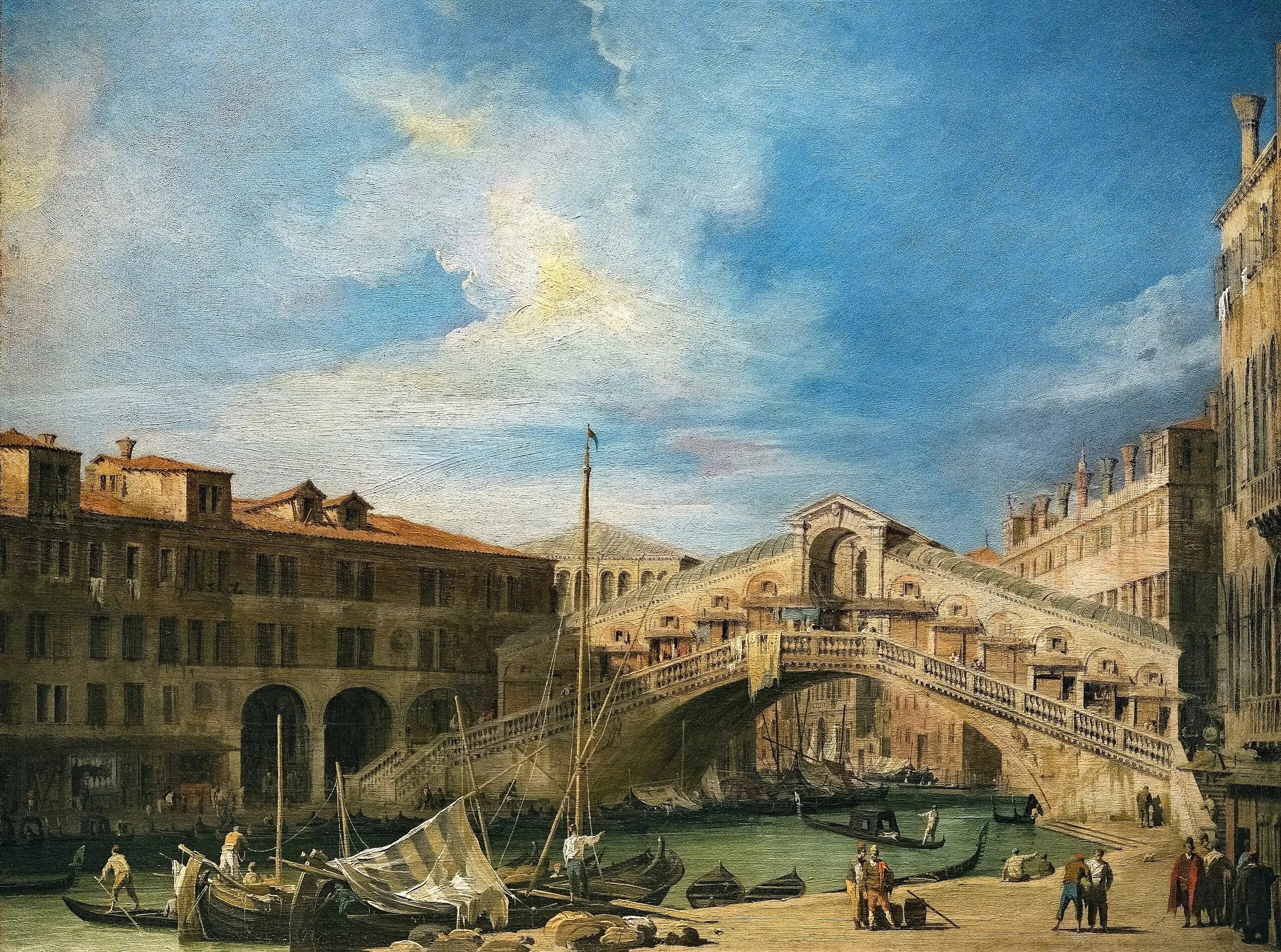Le Grand Canal: le pont du Rialto depuis le Sud - Canaletto - Alpha Reproduction