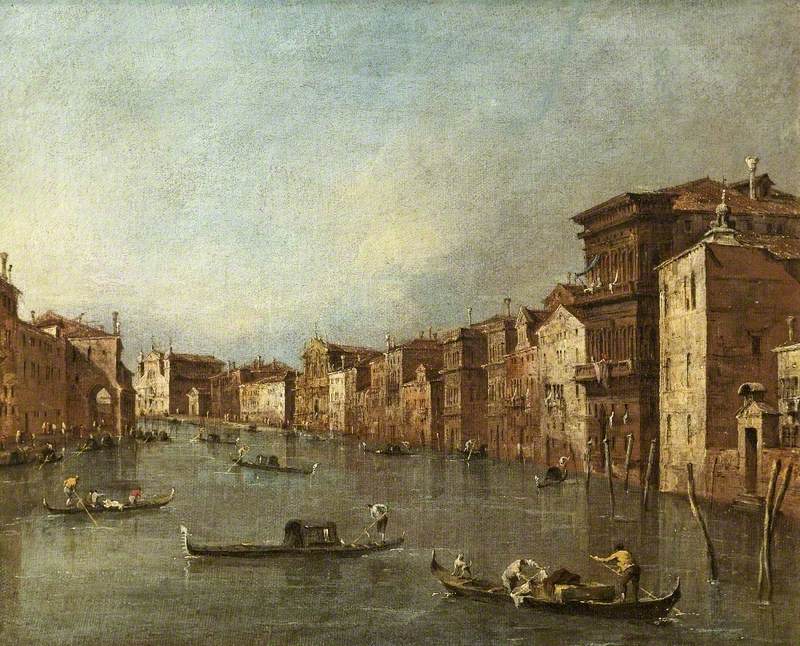 Grand Canal, Venezia, Italia, mot Santa Maria degli Scalzi og Santa Lucia - Francesco Guardi