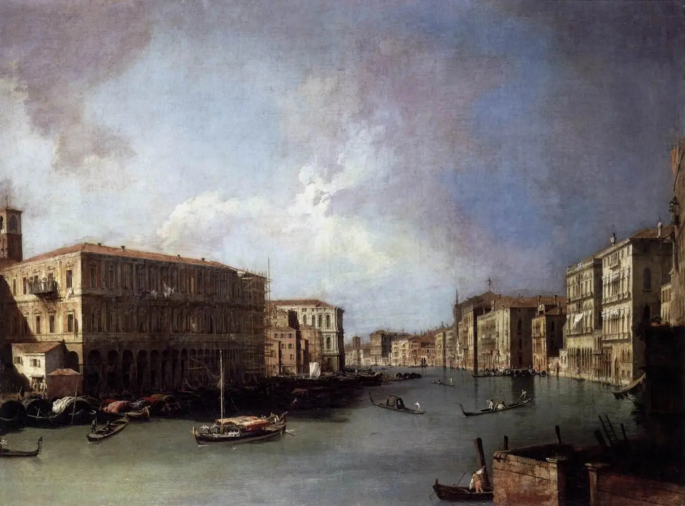 Le Grand Canal vers le nord près du pont du Rialto - Canaletto - Alpha Reproduction