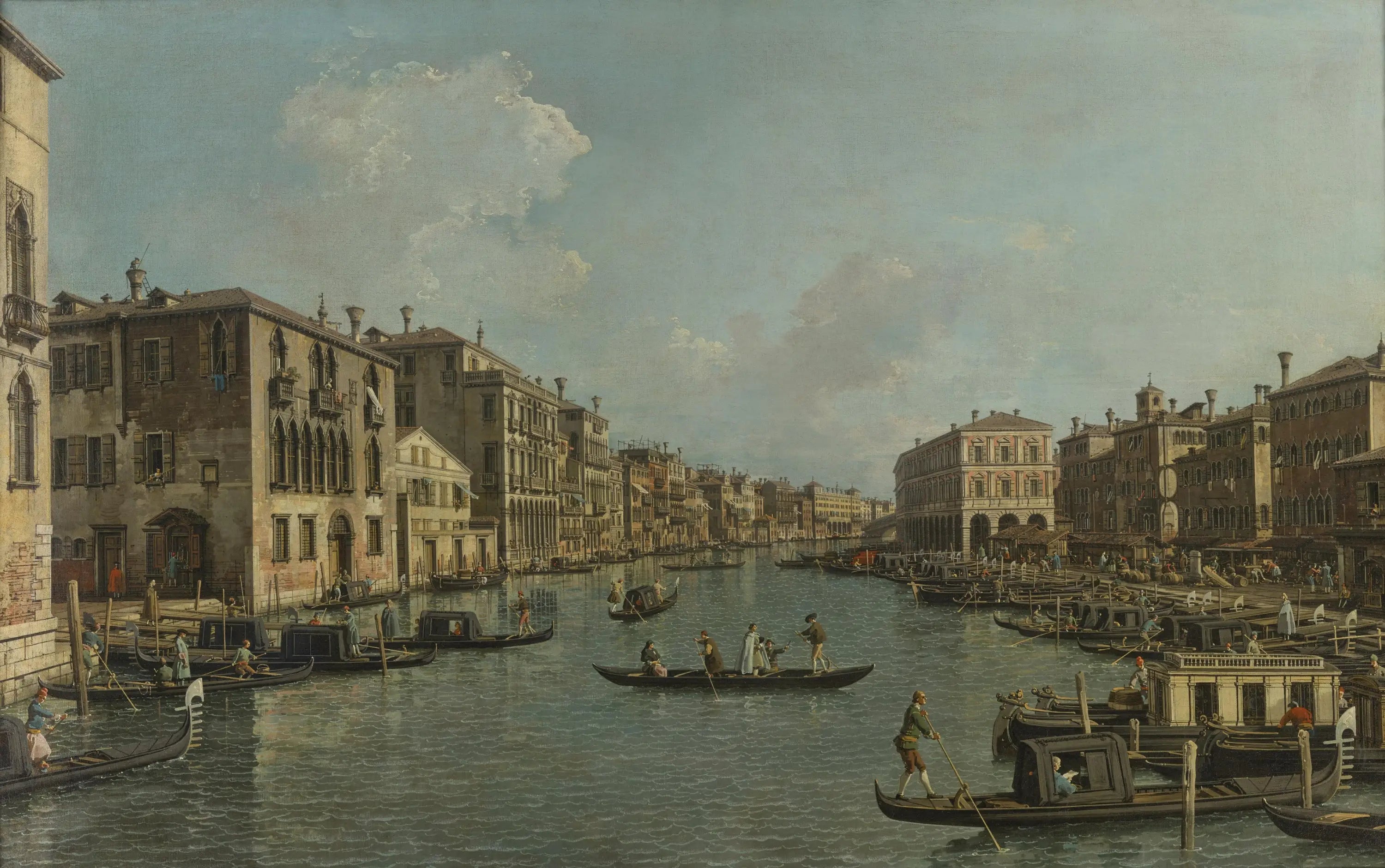 Le Grand Canal vu au sud-ouest vers le pont du Rialto - Canaletto - Alpha Reproduction