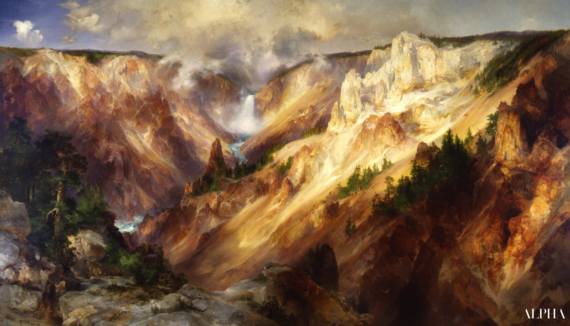 Yellowstone Grand Canyon - Thomas Moran - Høykvalitets reproduksjoner av malerier og bilder