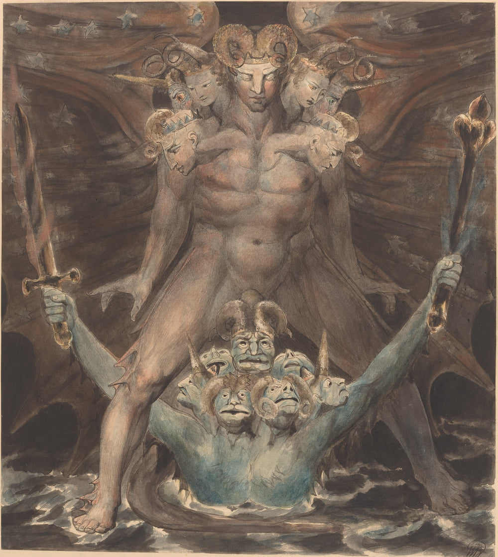 Le Grand Dragon Rouge et la Bête de la Mer - William Blake image 1 copie de tableau peinte à la main