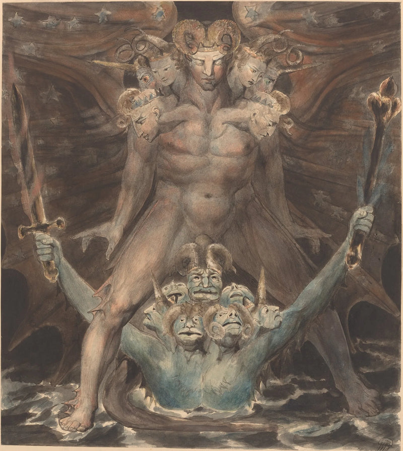 Den store røde drage og havets skapning - William Blake