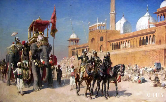 Le grand Moghol et sa cour revenant de la grande mosquée de Delhi - Edwin Lord Weeks - Reproductions de tableaux et peintures haut de gamme