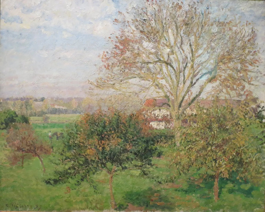 Den Store Valnøtt, høstmorgen, Éragny (Høstmorgen i Eragny) - Camille Pissarro
