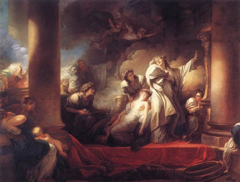 Den store presten Corésus ofrer seg for å redde Callirhoé - Jean-Honoré Fragonard