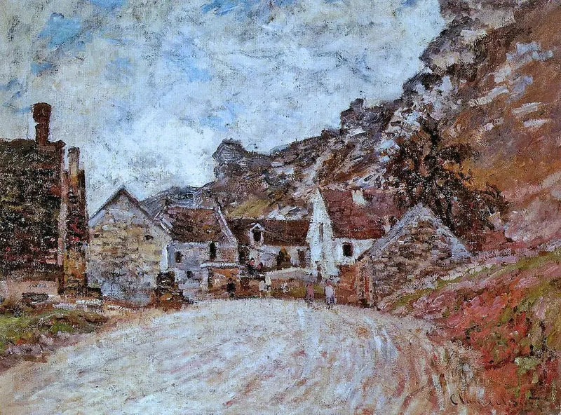 Landsbyen Chantemesle ved foten av klippen - Claude Monet