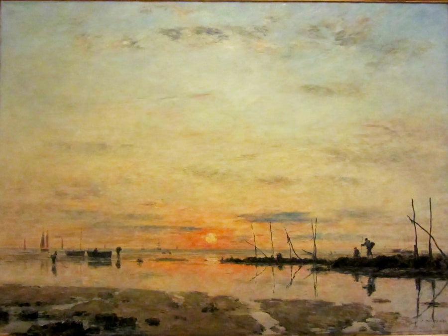 Le Havre. Solnedgang ved lavvann - Eugène Boudin