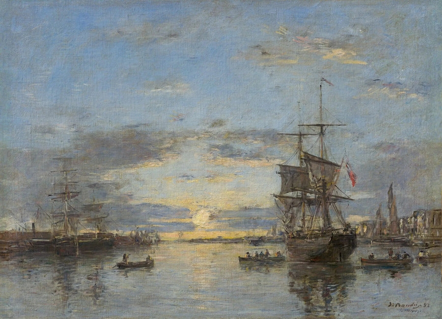 Le Havre: forhavnen ved solnedgang - Eugène Boudin