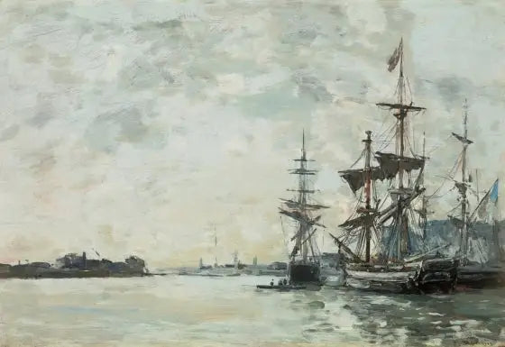 Le Havre, skip for anker i havnen - Eugène Boudin