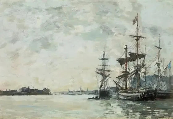Le Havre, skip for anker i havnen - Eugène Boudin