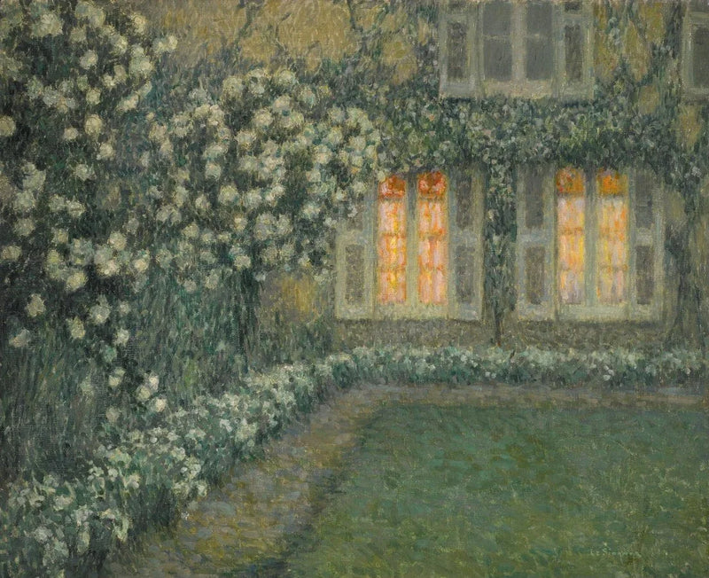 Den hvite hagen ved skumringen - Henri Le Sidaner
