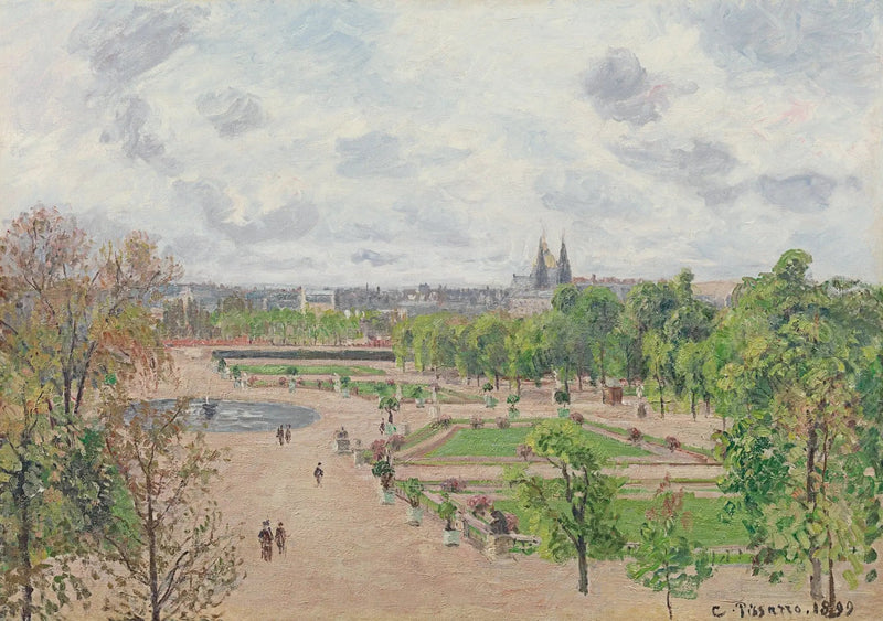 Tuileriene hage, vårmorgen, grått vær - Camille Pissarro