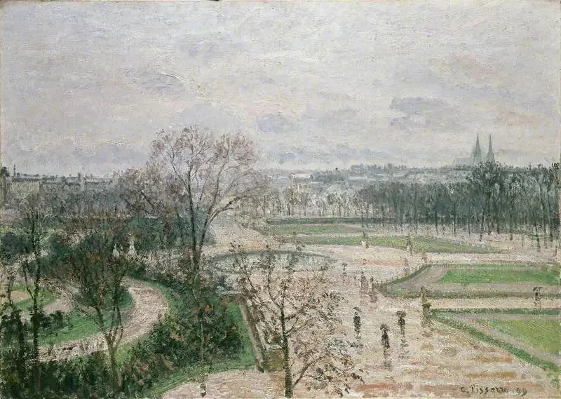 Tuileries-hagen, regnvær - Camille Pissarro