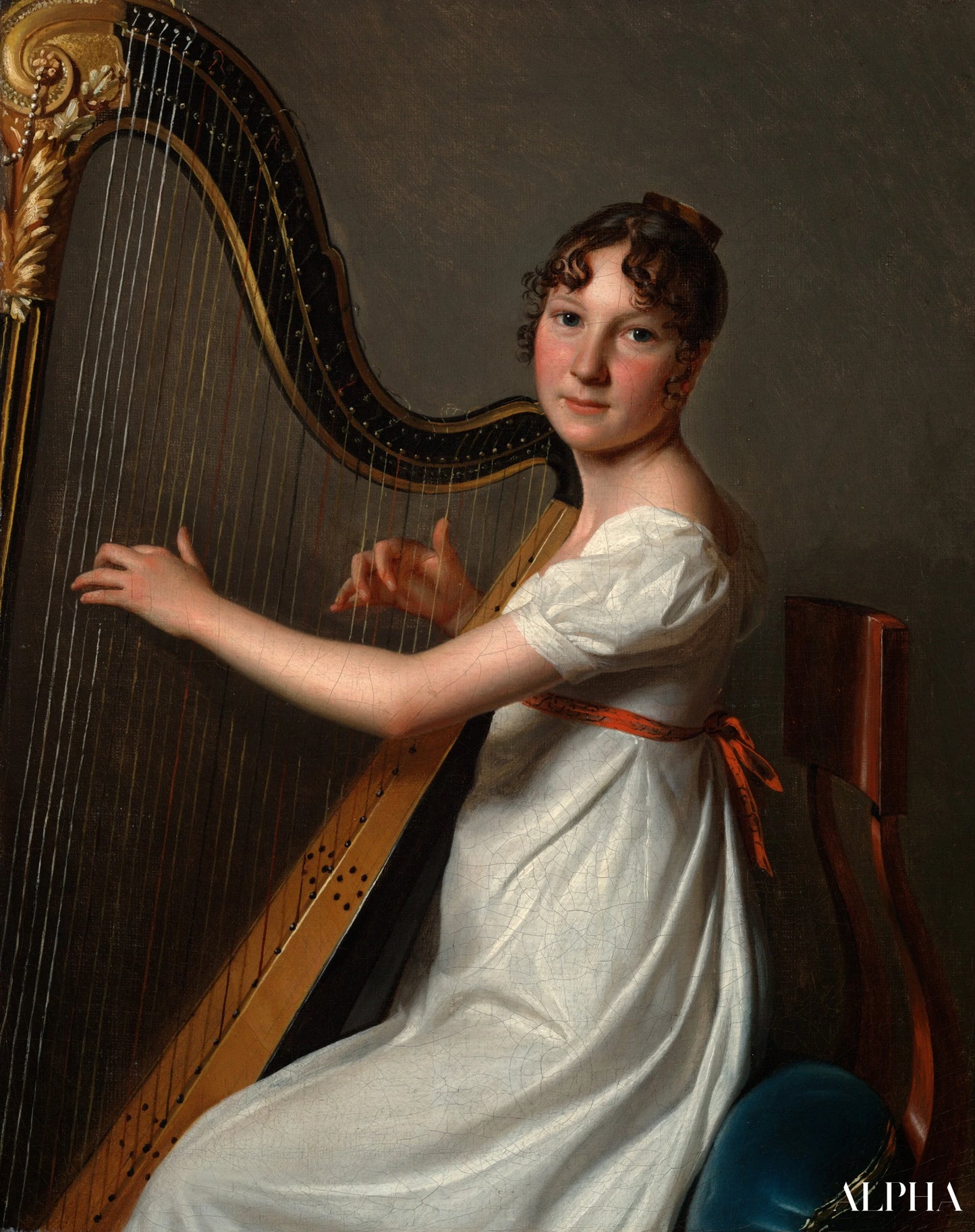 Den unge harpenisten - Louis Boilly - Høykvalitets reproduksjoner av malerier og bilder